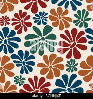 Motivo floreale astratto senza cuciture, fiori stilizzati in toni terrosi attenuati Illustrazione Vettoriale