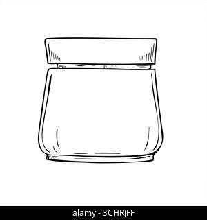 Marmellata o miele nell'illustrazione isolata del vettore del piccolo vaso di vetro chiuso. Disegno incisione di conservazione sana in stile moderno. natura disegnata a mano Illustrazione Vettoriale