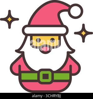 Icona vettoriale di Babbo Natale su sfondo bianco Illustrazione Vettoriale
