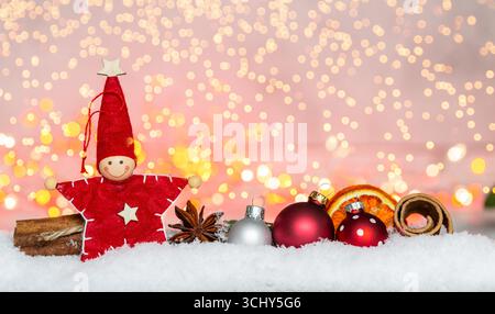 Decorazioni natalizie, star natalizia decorata per Natale Foto Stock