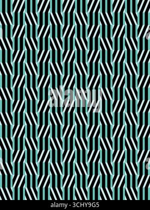 Un motivo senza cuciture con righe chevron bianche e nere che creano un effetto a zig-zag. Foto Stock