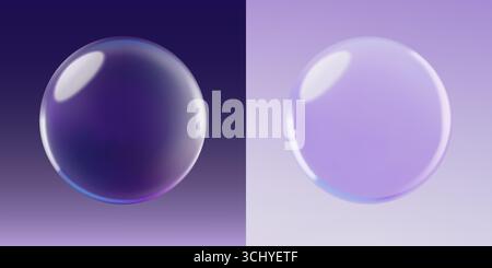 Sfera in vetro 3d nei colori viola chiaro e scuro Illustrazione Vettoriale