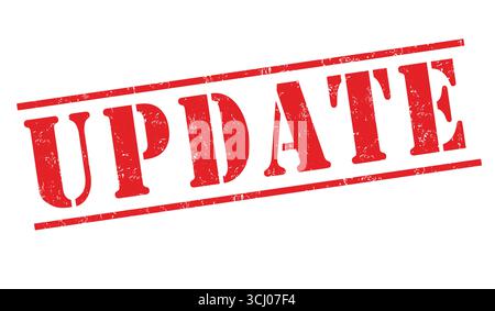 Aggiornare il timbro in gomma grunge su bianco, illustrazione vettoriale Illustrazione Vettoriale