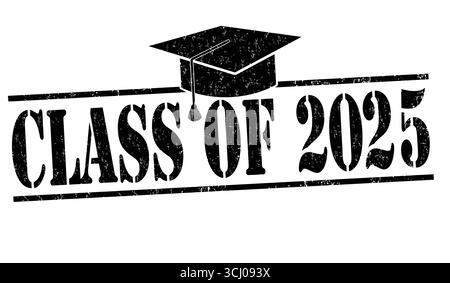 Classe di 2025 timbro in gomma grunge su bianco, illustrazione vettoriale Illustrazione Vettoriale
