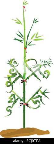 Khuti Puja sfondo trasparente khuti puja bangla testo Khuti puja effetto bambù tipografia bangla Durga Puja testo bambù Illustrazione Vettoriale