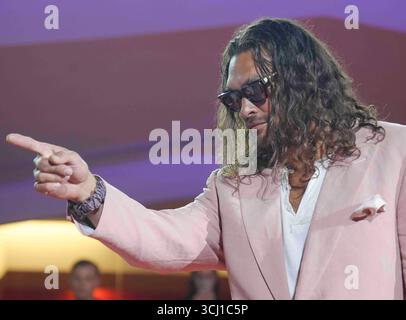 3 settembre 2025, Venise, Venetie, ITALIA: Venezia, Italia, 3 settembre 2025. JASON MOMOA il Red carpet per la proiezione del film nella mano di Danteat alla 82esima Mostra Internazionale d'Arte cinematografica di Venezia. (Credit Image: © Laurent Lairys/ZUMA Press Wire) SOLO PER USO EDITORIALE! Non per USO commerciale! Foto Stock