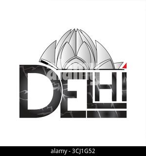Delhi effetto testo creativo Lotus Temple Delhi Text png Illustrazione Vettoriale