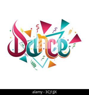 png di testo della danza | effetto testo della danza | tipografia della danza| testo della festa della danza vettore di sfondo trasparente Illustrazione Vettoriale