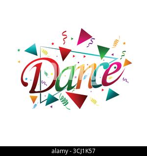 png di testo della danza | effetto testo della danza | tipografia della danza| testo della festa della danza vettore di sfondo trasparente Illustrazione Vettoriale
