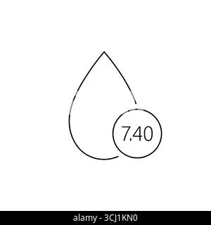 Icona pH Blood. Simbolo di goccia di sangue umano. Illustrazione del vettore piatto per uso medico Illustrazione Vettoriale