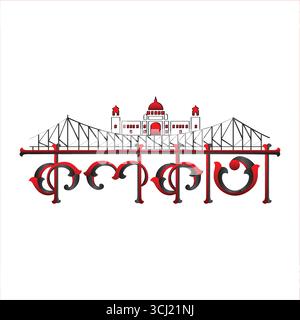 Kolkata bangla tipografia | Kolkata testo storico png Illustrazione Vettoriale