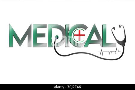 Testo medico logo cure mediche testo creativo effetto immagini vettoriali Illustrazione Vettoriale