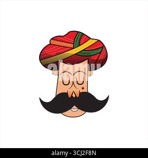 Cultura Rajasthan | Rajasthani uomini con vettore turbano e illustrazione Illustrazione Vettoriale