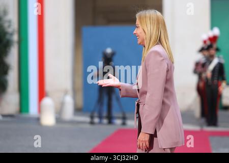 Roma, Italia. 4 settembre 2025. Il primo Ministro Giorgia Meloni ha visto durante l'incontro a Palazzo Chigi. Credito: SOPA Images Limited/Alamy Live News Foto Stock