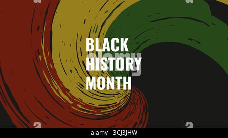 Black History Month celebrazione della carta di storia afroamericana. Rosso giallo verde. Design del poster con banner per pagine Web. Vettore. Illustrazione Vettoriale