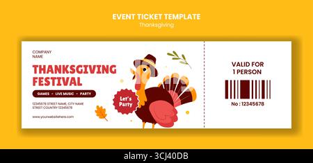 Illustrazione del modello di biglietto per le festività del Ringraziamento in uno sfondo disegnato a mano Illustrazione Vettoriale