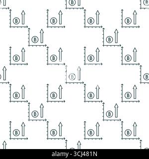 Bitcoin Chart Vector Cryptocurrency concetto di investimento sottile linea modello minimo senza cuciture Illustrazione Vettoriale