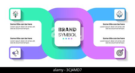 Modello infografico con icone e 4 opzioni o passaggi. Può essere utilizzato per il layout del flusso di lavoro, il diagramma, il banner, il webdesign. Illustrazione vettoriale Illustrazione Vettoriale