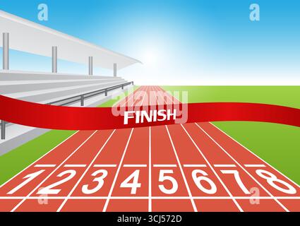 Linea di arrivo nella pista da corsa o da atleta. Illustrazione vettoriale. Illustrazione Vettoriale