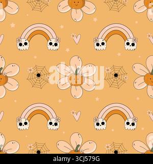 Simpatico motivo Halloween senza cuciture Illustrazione Vettoriale