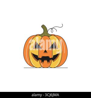 Spaventosa illustrazione di Jack o lanterna per le decorazioni e le celebrazioni di halloween su sfondo bianco Illustrazione Vettoriale