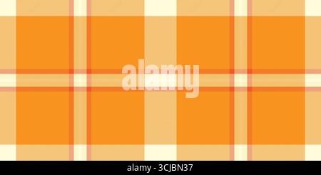 Tartan multicolore con motivo a quadri, vettore di sfondo per il controllo della qualità. Tessuto pasquale texture senza cuciture nei colori arancione e giallo chiaro. Illustrazione Vettoriale