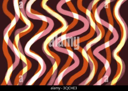 Set artistico con linee ottiche che presenta motivi audaci e ondulati su sfondi scuri. Questo design moderno unisce influenze retrò e arte psichedelica, creando un hyp Foto Stock