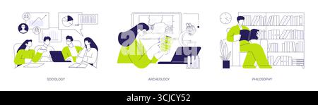 Scienza socioculturale isolato cartoon vettore illustrazioni se Illustrazione Vettoriale