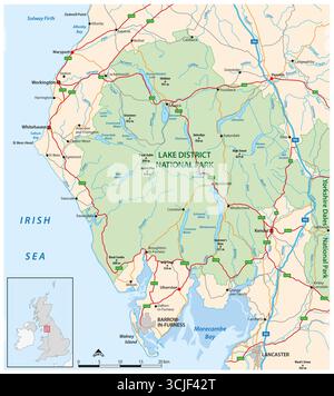 Mappa del Lake District National Park, Inghilterra, Regno Unito Foto Stock