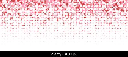 Cuori rossi sparsi con motivo d'amore trama saint valentines sfondo nuziale, ideale per inviti, tessuti romantici, sfondo per la festa della mamma Illustrazione Vettoriale