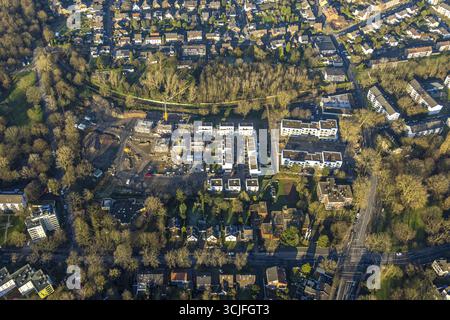 Vista aerea, nuova area residenziale di Zur Alten Ziegelei an der Zechenbahn, nuova area residenziale tra Schwarzer Weg, Uettelsheimer Weg e Halener Stra Foto Stock