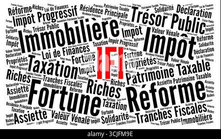 Imposta sul patrimonio immobiliare IFI in Francia parola clud chiamato impôt sur la fortune immobilière in francese Foto Stock