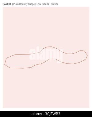 Mappa del paese della pianura del Gambia. Dettagli bassi. Stile contorno. Forma del Gambia. Illustrazione vettoriale. Illustrazione Vettoriale