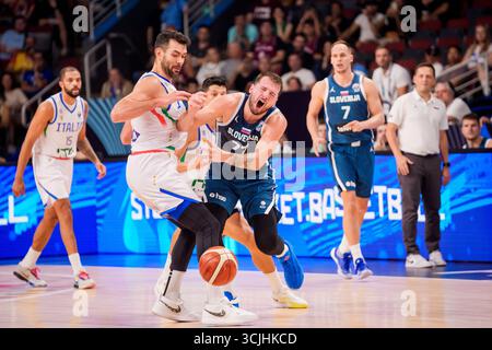 RIGA, Lettonia. 7 settembre 2025. Luka Doncic, durante la partita di basket FIBA EUROBASKET 2025 tra Nazionale maschile Slovenia e Nazionale maschile Italia. Crediti: Gints Ivuskans/Alamy Live News Foto Stock