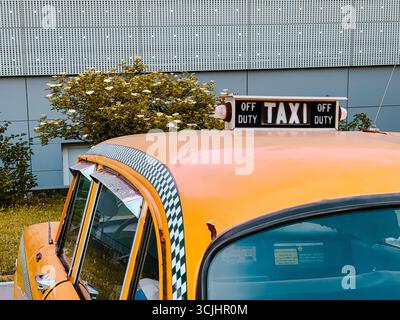 Cartello taxi fuori servizio auto retrò Work Shift taxi Vintage Car Foto Stock