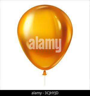 Palloncino color oro realistico. Illustrazione dei cartoni animati vettoriali Illustrazione Vettoriale