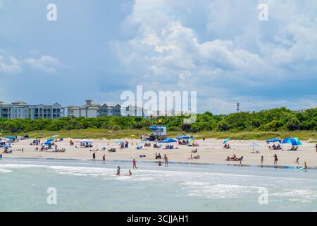 Cape Canaveral, Florida, USA - 6 settembre 2025: Turisti a Cape Canaveral Beach Florida Foto Stock