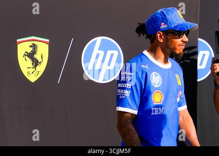 Monza, Italia. 7 settembre 2025. 9/7/2025 - Lewis Hamilton (GBR) - Scuderia Ferrari - Ferrari SF-25 - Ferrariduring della Formula 1 Pirelli Gran Premio d'Italia 2025 sul circuito di Monza, Lombardia, Italia, dal 6 al 9 settembre 2025. 16° round del Campionato del mondo di Formula 1 FIA 2025. (Foto di Alessio De Marco/Sipa USA) credito: SIPA USA/Alamy Live News Foto Stock