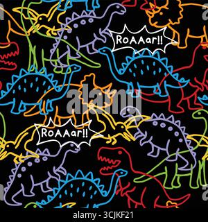 Divertente set di personaggi dei dinosauri per bambini Illustrazione Vettoriale