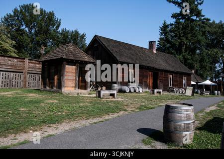 Cooper's workshop presso il Fort Langley National Historic Site di Langley, British Columbia, Canada Foto Stock
