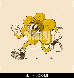 Divertente illustrazione a forma di mascotte in stile vintage retrò Illustrazione Vettoriale