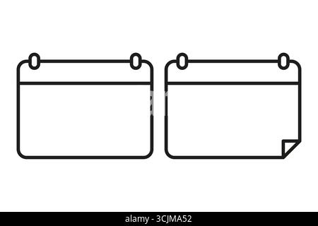 Due calendari vuoti. Icona di pianificazione vuota. Strumento vettore di pianificazione. Semplici contorni neri. EPS 10. Illustrazione Vettoriale