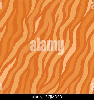 Design con motivo senza cuciture Tiger Skin. Sfondo dell'illustrazione vettoriale della stampa animale. Illustrazione del design della pelle di pelliccia selvatica per Web, arredamento per la casa, moda, S. Illustrazione Vettoriale