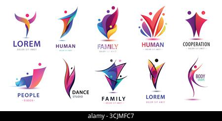 Logo vettoriale Comunità, lavoro di squadra e unità con figure umane astratte e design origami. Ideale per le aziende che si occupano di supporto sociale, leader Illustrazione Vettoriale