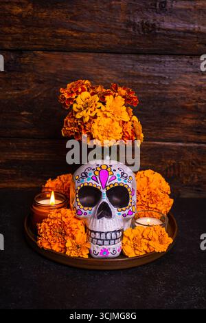 TUZAZO 50 Fiori Di Calendula Artificiali In Seta Con Stelo - Arancione, Per Decorazioni Giorno Dei Morti, Diwali E Ghirlande Fai Da Te