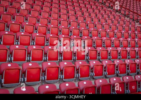 Berlino, Germania. 7 settembre 2025. Posti vuoti prima della partita Frauen-Bundesliga tra Union Berlin e 1. FC Nurnberg allo Stadion an der Alten Forsterei di Berlino. Credito: Gonzales Photo/Alamy Live News Foto Stock