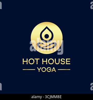 Logo Premium yoga natura benessere salute design Illustrazione Vettoriale