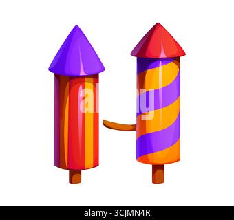 Carattere cartoni animati lettera H circo come due petard luminosi e stoppino di corda. Carattere carnevale retrò, tipo di intrattenimento, alfabeto inglese per bambini. Vettoriale divertente divertimento abc tipografia personaggio come pirotecnica Illustrazione Vettoriale
