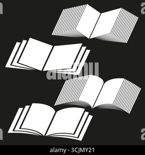 Illustrazione dei libri vettoriali. Aprire l'immagine delle pagine. Simbolo del concetto di apprendimento. Leggere il disegno educativo. EPS 10. Illustrazione Vettoriale