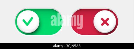 Pulsanti di accensione e spegnimento. Set di interruttori per design materiale. Illustrazione vettoriale. Illustrazione Vettoriale